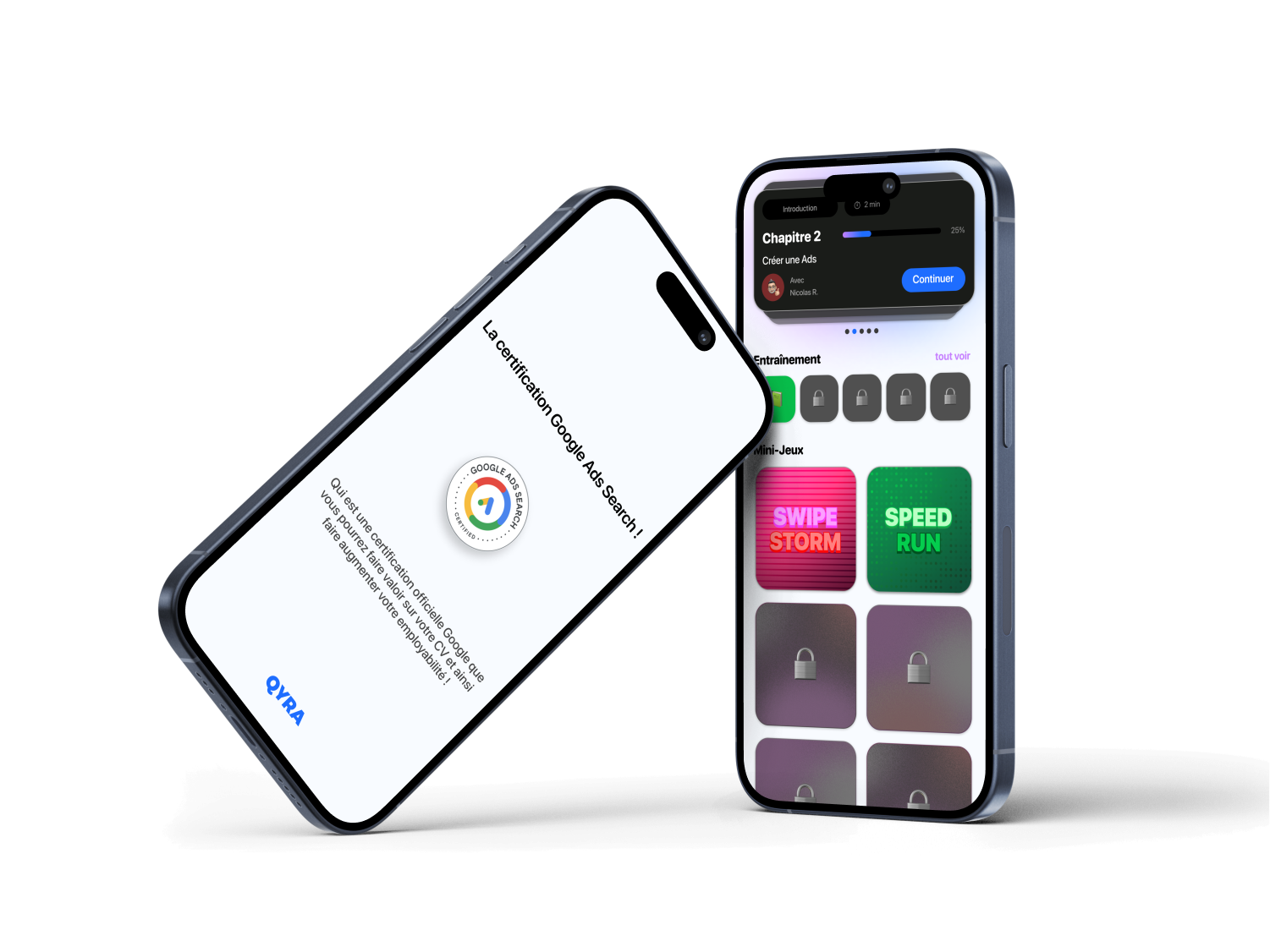 Plateforme d'apprentissage QYRA pour les certifications Google